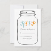 Aqua en Oranje  Mason Jar Wedding RSVP (Voorkant)