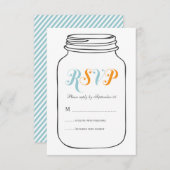 Aqua en Oranje  Mason Jar Wedding RSVP (Voorkant / Achterkant)
