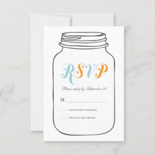 Aqua en Oranje  Mason Jar Wedding RSVP