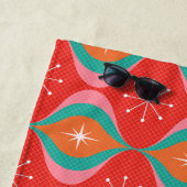 Aqua en Oranje Mid Century Modern Atomic Style Strandlaken (In situ)