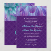 Aqua en Paars Dahlia Flower Wedding S721 Kaart (Voorkant / Achterkant)