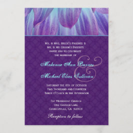 Aqua en Paars Dahlia Flower Wedding S721 Kaart