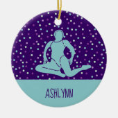 Aqua en Paars gesynchroniseerd zwemmen, gepersonal Keramisch Ornament (Voorkant)