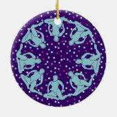 Aqua en Paars gesynchroniseerd zwemmen, gepersonal Keramisch Ornament (Achterkant)