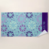 Aqua en Paars gesynchroniseerd zwemmen, gepersonal Strandlaken (Voorkant)