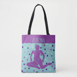 Aqua en Paars gesynchroniseerd zwemmen, gepersonal Tote Bag