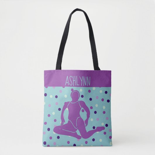 Aqua en Paars gesynchroniseerd zwemmen, gepersonal Tote Bag (Voorkant)