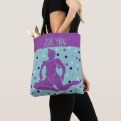 Aqua en Paars gesynchroniseerd zwemmen, gepersonal Tote Bag (Dichtbij)