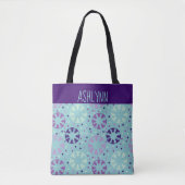 Aqua en Paars gesynchroniseerd zwemmen, gepersonal Tote Bag (Voorkant)