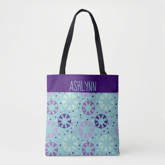 Aqua en Paars gesynchroniseerd zwemmen, gepersonal Tote Bag (Voorkant)