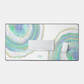 Aqua en Paarse Agaat Patroon met Monogram Bureaumat (Keyboard & Muis)