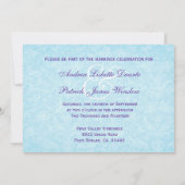 Aqua en Paarse Bloemblaadjes Bruiloft D581 Kaart (Achterkant)