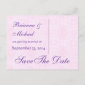 Aqua en Paarse bloemblaadjes Save the Date Aankondigingskaart (Achterkant)