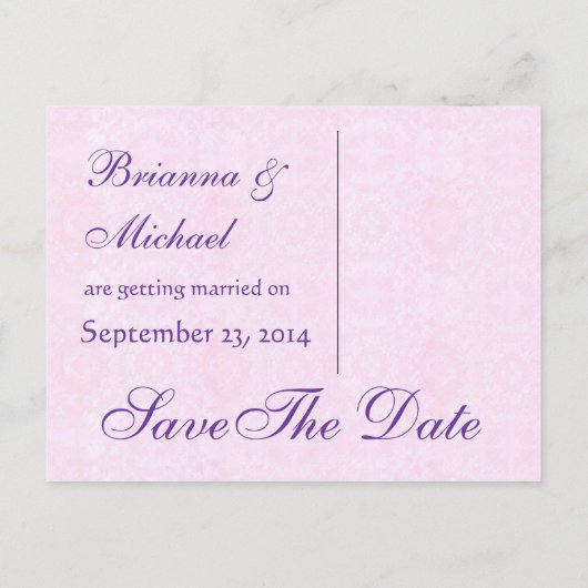 Aqua en Paarse bloemblaadjes Save the Date Aankondigingskaart (Achterkant)