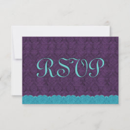 Aqua en Paarse Damask Lace RSVP Wedding Response
