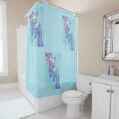 aqua en paarse giraffen die verpersoonbaar zijn douchegordijn (In situ)