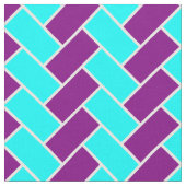 Aqua en Paarse Herringbone Stof (Close Up)