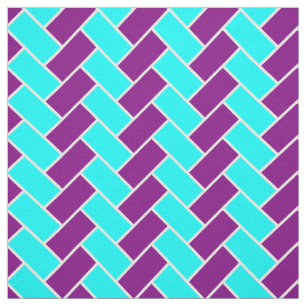 Aqua en Paarse Herringbone Stof