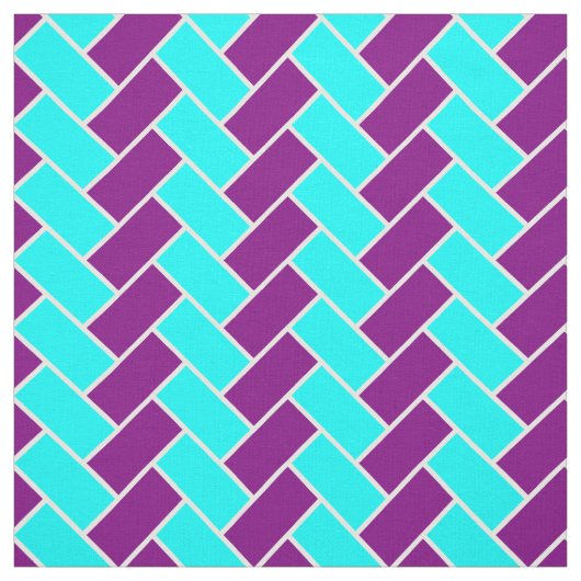 Aqua en Paarse Herringbone Stof (Swatch)