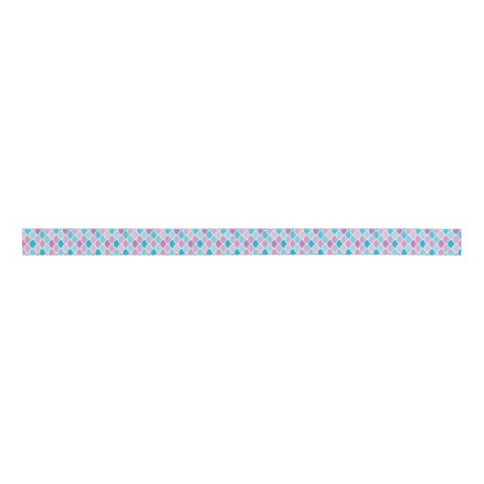 Aqua en Paarse Mermaid Ribbon Scales Pattern Grosgrain Lint (Voorkant)