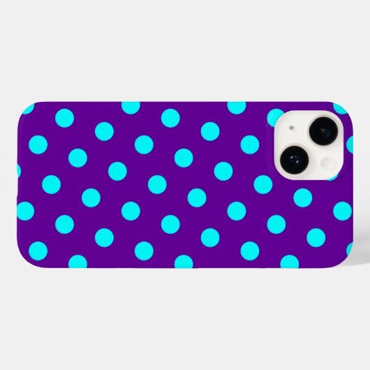 Aqua en Paarse Polka Dots Case-Mate iPhone Case (Achterkant (horizontaal))