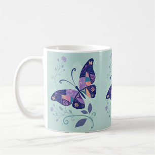 Aqua en Paarse vlinder Koffiemok