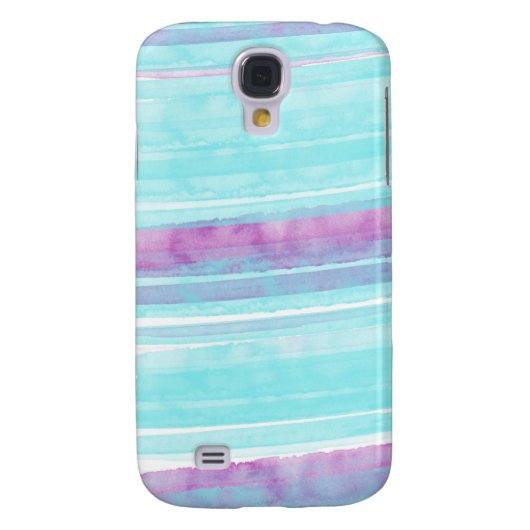 Aqua en Paarse Waterverf Samsung Galaxy S4 Hoesje (Achterkant)