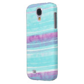 Aqua en Paarse Waterverf Samsung Galaxy S4 Hoesje (Achterkant Links)