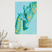 aqua en perzikgiraffen poster (Keuken)