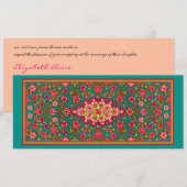 Aqua en Pink Moroccan Wedding Invitation Kaart (Voorkant / Achterkant)