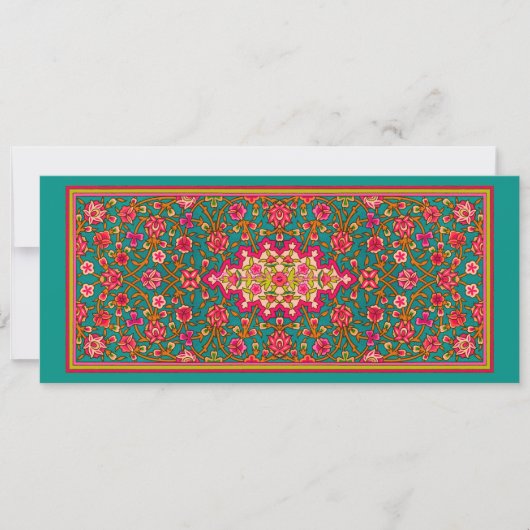 Aqua en Pink Moroccan Wedding Invitation Kaart (Voorkant)