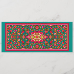 Aqua en Pink Moroccan Wedding Invitation Kaart