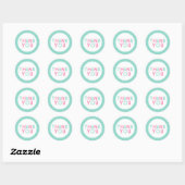 Aqua en Pink Polka Dot Dank u Ronde Sticker (Vel)