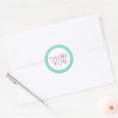 Aqua en Pink Polka Dot Dank u Ronde Sticker (Envelop)