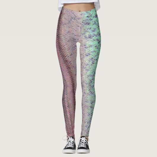 Aqua en Plum Ebroidery Patterned Leggings (Voorkant)