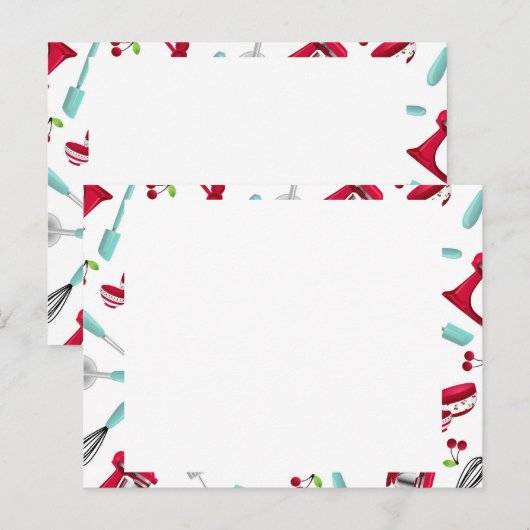 Aqua- en Red Kitchen Gadget Recipcard ongeëigend Briefkaart (Voorkant / Achterkant)