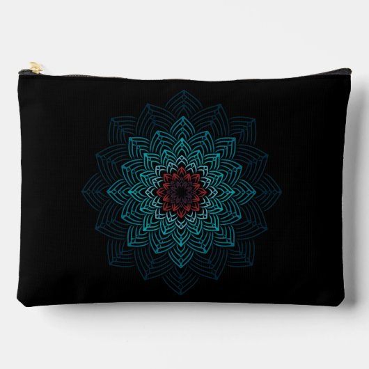 Aqua en Rode Bloem Mandala Etui (Voorkant)