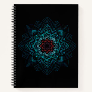 Aqua en Rode Bloem Mandala Notitieboek