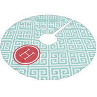 Aqua en Rood Grieks Sleutel Monogram