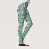 Aqua en Roos Gold Leaves Leggings (Rechts)