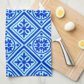 Aqua en Royal Blue Art Deco Modern Dish Towel Theedoek (Quarter Fold)