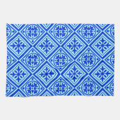 Aqua en Royal Blue Art Deco Modern Dish Towel Theedoek (Horizontaal)