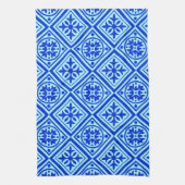 Aqua en Royal Blue Art Deco Modern Dish Towel Theedoek (Verticaal)