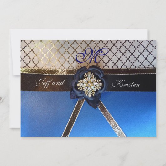 Aqua en Royal Blue Wedding Invitations Kaart (Voorkant)