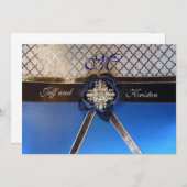 Aqua en Royal Blue Wedding Invitations Kaart (Voorkant / Achterkant)