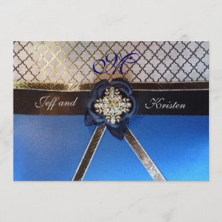 Aqua en Royal Blue Wedding Invitations Kaart