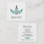 Aqua en Roze Aromatherapie Fles Logo Vierkante Visitekaartje (Voorkant / Achterkant)