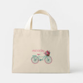 Aqua en Roze Boek met Bloemen aanpassen Mini Tote Bag (Achterkant)