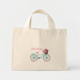 Aqua en Roze  Boek met Bloemen aanpassen Mini Tote Bag