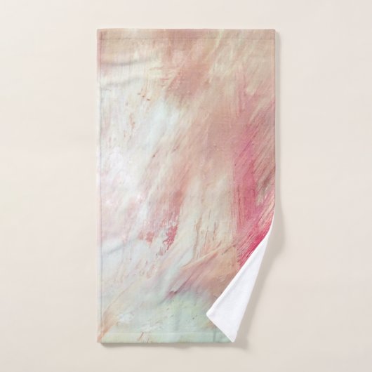 Aqua en Roze Borstelslag Abstracte Badhanddoek Set Bad Handdoek (Handdoek)